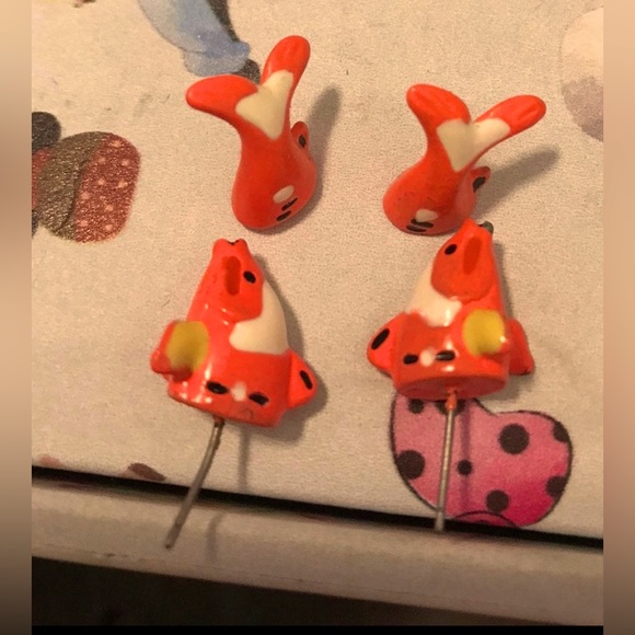 Unique Neon Orange Koi Fish Earrings - Picture 1 of 5